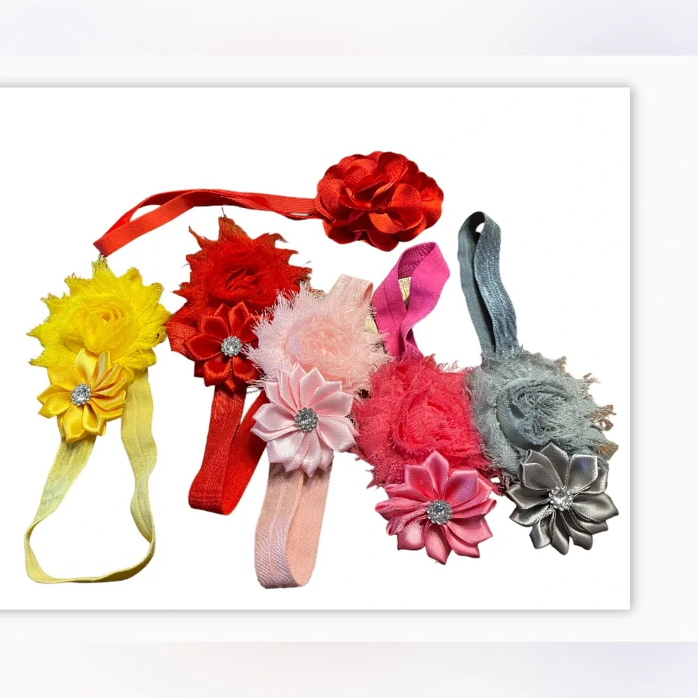 Chiffon flower headbands. Six included.